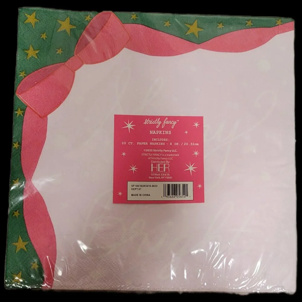 🎄 Strictly Fancy Holiday Napkins – “Merry & Bright” 🎄8 inches 20 CT LOT of 5